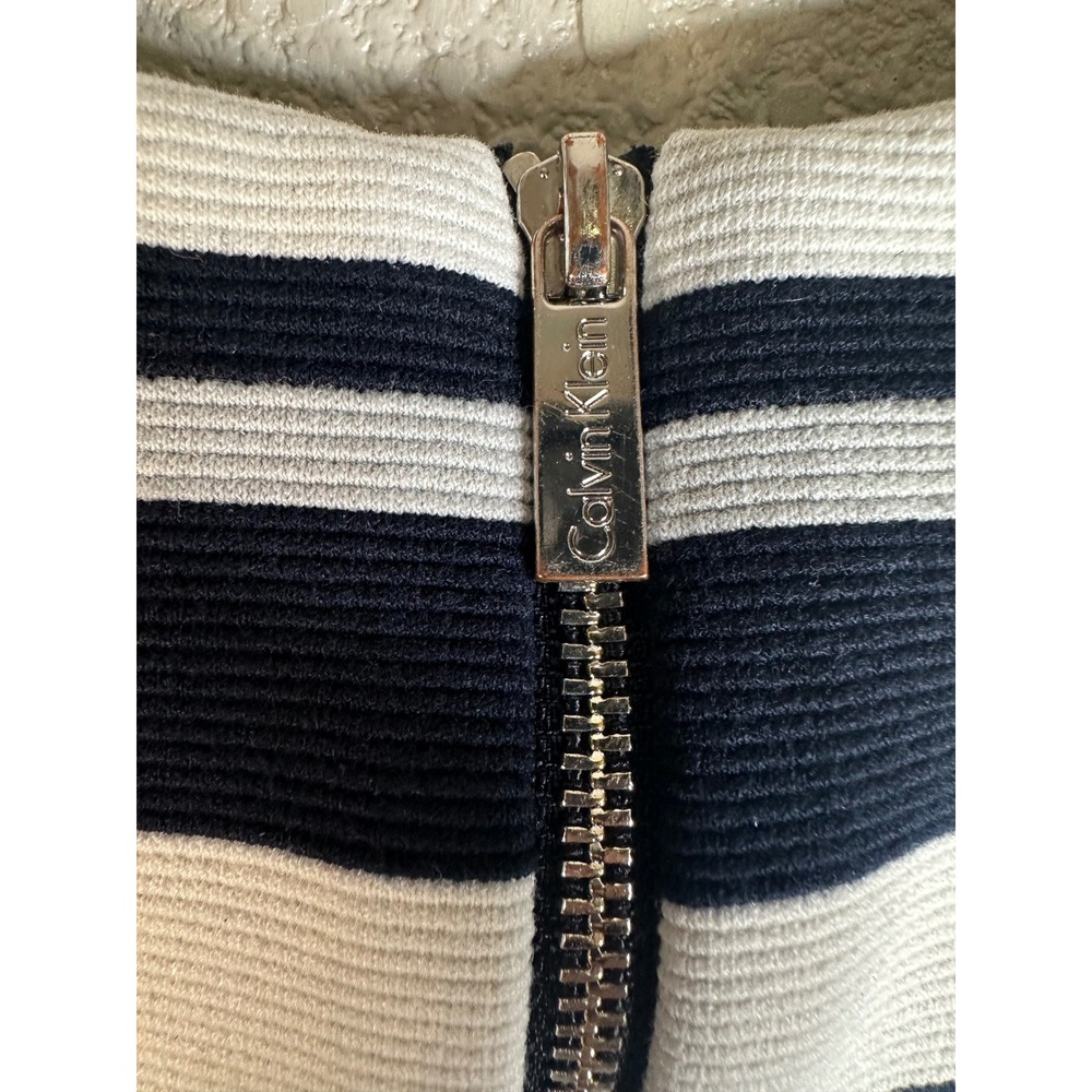 Calvin Klein Women's Blue White Striped Sleeveless Classic Sheath Dress 4 - Picture 7 of 9
